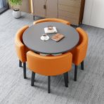 Modern 4 Parça Yemek Seti: Küçük Alanlar İçin İdeal Sandalyeli Yuvarlak Masa. Kahve Oturma Odası Balkon veya Ofis için Mükemmel. Stil 6 80 * 80 * 75 cm Şık Mobilya Kombinasyonu.