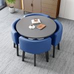 Modern 4 Parça Yemek Seti: Sandalyeli Yuvarlak Masa Sehpa ve Sandalye Kombinasyonu Balkon, Oturma Odası ve Mutfak/Ofis için Şık Mobilya Tarzında 8 80 * 80 * 75 cm