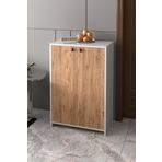 Modern 4 Raflı Kapaklı Ayakkabılık Antre Dolabı Ayakkabılık Atlantik Çam - Beyaz