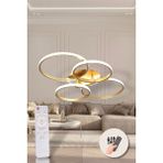 Modern 4'lü Mat Gold Yuvarlak Model Kumandalı 3 Renk (Beyaz/Sarı/Günışığı) LED Avize Salon Oturma Odası - Eskitme