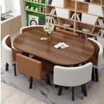 Modern 7 Parça Oval Yemek Masası Seti 6 Sandalyeli Mutfak ve Oturma Odası Mobilyaları Toplantı ve Toplantılar için