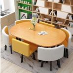 Modern 7 Parça Oval Yemek Masası Seti 6 Sandalyeli Şık Mobilya Yemek Mutfak Oturma Odası ve Toplantı Odası için