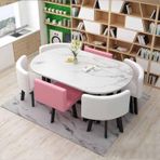 Modern 7 Parça Yemek Masası Seti, Küçük Ofis Konferans Odası için 6 Sandalyeli Mutfak, Salon ve Oturma Odası için Şık Mobilya, 76 cm Toplantı Odası Masası Dahil