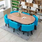 Modern 7 Parça Yemek Masası Seti, Mutfak, Salon ve Oturma Odası için 6 Sandalyeli, Küçük Ofis Konferans Odası Masaları ve Sandalyeleri Toplantı ve Toplantılar için Şık Mobilya 81 cm Toplantı Odası