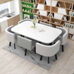Modern 7 parçalı yemek masası seti, 6 sandalyeli, küçük ofis konferans odası, mutfak, salon ve oturma odası için şık mobilyalar, kompakt toplantı odası masa seti