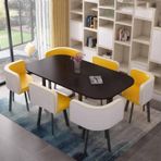 Modern 7 parçalı yemek masası seti, mutfak ve oturma odası için, 6 sandalyeli, küçük ofis, konferans odası, masa ve sandalyeler, şık ev dekorasyonu için