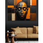 Modern Afrika Maskesi Deseni Dekoratif Kanvas - Mdf Ahşap Tablo
