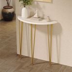 Modern Ahşap Konsol Masa Kompakt Giriş Masası Uzay Tasarrufu Çok Amaçlı Tasarım Zarif Altın Kaplama 60 cm/23,6 inç Küçük Alanlar için Mükemmel