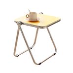 Modern akrilik katlanır sehpa, sağlam metal çerçeve, oturma odası, yatak odası, banyo, balkon için yan sehpa, sarı renkte küçük sehpa