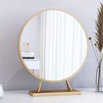 Modern Altın Yuvarlak Masa Aynası - Oturma Odası için Minimalist Banyo ve Yatakhane Makyaj Aynası 50cm Masaüstü Makyaj ve Bakım Aynası Şık Ev Dekoru.
