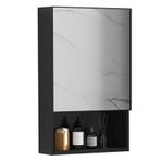 Modern Alüminyum Alaşımlı Banyo Ayna Dolabı Siyah Renkli Yatak Odası Oturma Odası ve Tuvalet için Dikdörtgen Banyo İlaç Dolabı Duvar Gardırop 50 * 11 * 65 cm/19 * 4 * 26 inç