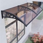 Modern Ark Kapı Kanopisi Kahverengi Polikarbonat Tente Giriş için Siyah Destek UV ve Yağmur Koruması Şık Pencere Örtüsü 80x460 cm (32x181)