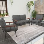 Modern Balkon, Bahçe, Cafe, Metal Kanepe Koltuk Takımı , Bahçe Mobilyası, 211 - Koyu Gri Koyu Gri