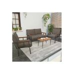 Modern Balkon, Bahçe, Cafe, Metal Kanepe Koltuk Takımı , Bahçe Mobilyası, 211 Sehpalı - Cappucino