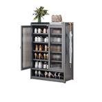 Modern Bambu Ayakkabı Saklama Dolabı Kapılı Gri Ahşap Ayakkabı Rafı Koridorlar ve Giriş Yolu için 60 cm x 32 cm x 93 cm Şık Küçük Alan Çözümü