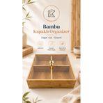 Modern Bambu Kare Dört Bölmeli Şekerlik Kapaklı 20 cm Çerezlik Sunumluk Organizeri | Kitchera Home
