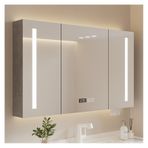 Modern Banyo Duvar Ayna Dolabı Buğu Önleyici Kısılabilir Işık, LED Depolama, Duvara Monte Tasarım, Şık İlaç Dolabı (W68*Y70cm / G26.8*Y27.6")