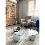 Modern Beton Dokulu 3 Top Orta Sehpa - Salon Sehpası (ŞEFFAF)