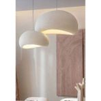 Modern Beton Tasarım | Organik Dokulu Sarkıt Avize - Tepsili/ikili 40 ve 50 cm - Beyaz