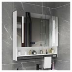 Modern Beyaz Ayna İlaç Dolabı Zaman Ekranlı Dokunmatik Anahtarı ve Buğu Önleyici Banyo Vanity Havlu Bar Duvar Depolama Çözümü 70x13x80cm