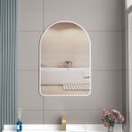 Modern Beyaz Banyo Aynası Raflı Metal Derin Çerçeve Eliptik Şekilli HD Makyaj Aynası Yatak Odası ve Oturma Odası Dekoru için Mükemmel - 40 x 50 cm