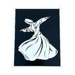 Modern Beyaz Çerçeveli Ahşap Semazen (Mevlana) Tablosu – 25x20 cm