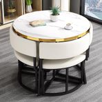 Modern Beyaz Yemek Masası ve Sandalye Seti, Ofis, Resepsiyon Odası, Kulüp Mutfak, Oturma Odası, Bar, Balkon, Yatak Odası, Kütüphane ve Bilardo Salonu için Şık Mobilya Kombinasyonu Ev ve Boş Zaman için