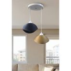 Modern Bohem Beton Görünümlü 2’li Sarkıt Avize Salon Oturma Odası İçin Ampul Uyumlu Dekoratif Model Siyah Bronz 25 x 20