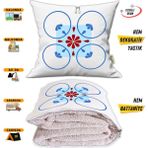Modern Bordür Desen Tv Battaniyeli Opsiyonel Dekoratif Yastık Kırlent 2 In 1 Battaniye - 115 x 170 cm - Renkli