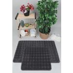 Modern Bubble Yıkanabilir Kaymaz Peluş Banyo Paspası Halısı 2Li Klozet Takımı 50X80-50X40cm Antrasit