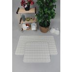 Modern Bubble Yıkanabilir Kaymaz Peluş Banyo Paspası Halısı 2'Li Klozet Takımı 60X100-50X60cm Krem