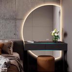 Modern Buğu Önleyici LED Banyo Aynası, Kısılabilir 3 Renkli Makyaj Duvar Aynası, Yarım Ay Tasarımı, Şık İç Mekan Dekorasyonu, Makyaj Masası ve Ev Kullanımı İçin Mükemmel. (Sağdan Kesilmiş 39x28 i
