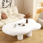 Modern Bulut Sehpa Düzensiz Beyaz Ahşap Tasarım Sevimli Yuvarlak Köşe Sehpa Oturma Odası ve Yatak Odası Dekoru için 4 Ayaklı 99 x 68 x 30 cm Şık ve İşlevsel