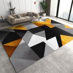 Modern Büyük Oturma Odası Halısı 180 x 270 cm Şık Geometri Yama İşi Tasarım Makinede Yıkanabilir İç Mekan Zemin Halısı Ev ve Ofis için Kaymaz ve Hafif Yoğun Trafik Alanları için İdeal