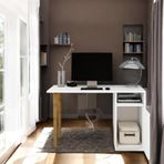 MODERN ÇALIŞMA MASASI KİTAPLIKLI VE DOLAPLI OFİS MASASI AHŞAP AYAKLI ÇALIŞMA MASASI 120x45x73