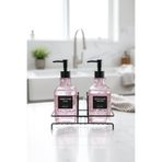 Modern Cam Ikili Sıvı Sabunluk & Deterjanlık Seti- 500 Ml Cam Sabunluk, Metal Stand'lı