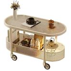 Modern Cam Sehpa Tekerlekli Şık Oturma Odası Yan Sehpa Yatak Odası için Küçük Komodin Mutfak, Ofis, Balkon için Çok Yönlü Sehpa - Beyaz 80 x 40 x 55 cm