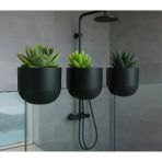Modern Cam Ve Korkuluk Askılı Saksı 1 Adet - 3D Tasarım Geçmeli Dekoratif Bitki Tutucu Ve Banyo/Ofis Saksı Organizerı