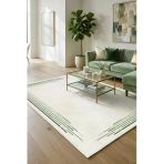 Modern Çerçeve Desen Baskılı Kaymaz Yıkanabilir Salon Oturma Odası Mutfak Balkon Halısı Yolluk 60 X 150 Cm Kahve