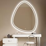 Modern Çerçevesiz Duvara Monte Banyo Aynası, LED 3 Renkli Aydınlatma, Düzensiz Su Damlaları Tasarımı, HD/Patlamaya Dayanıklı, 3 Boyutta Mevcuttur (70x90cm)