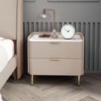 Modern Çift Çekmeceli Komidin Konik Ayaklar Küçük Yatak Odaları ve Oturma Odaları için Yer Tasarruflu Mobilya Saklama Dolabı Kompakt 2 Çekmeceli Yan Sehpa (40x40x48cm Stil 7)