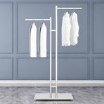 Modern Çift Çubuk Giyim Raf Metal Konfeksiyon Teşhir Standı Perakende Mağaza Beyaz Elbise nizer Bağımsız Askı 70x40x160 cm Şık ve Dayanıklı
