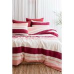 Modern Çizgili Nevresim Takımı Çift Kişilik Çarşafı Lastikli - Koyu Pembe - Mürdüm - 200 x 220 cm