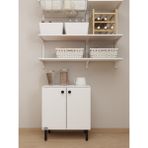 Modern Çok Amaçlı Mini Dolap - 2 Raflı Komodin, Banyo & Mutfak Düzenleyici - Robot Süpürge Uyumlu - 57X50X30 cm - Beyaz