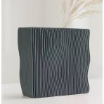 Modern Dalgalı Form Dekoratif Vazo - 3D Tasarım Antrasit Minimalist Masaüstü Obje & Estetik Kuru Çiçek Vazosu