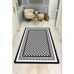 Modern Damalı Desen Dijital Baskı Kaymaz Taban Halı H0147 Renkli 200 X 300