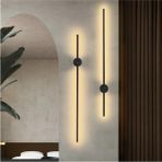Modern Dekoratif LED Duvar Aplik Uzun Çubuk LED Tekli 80 cm Gün Işığı Eskitme-Gold-Krom-Siyah