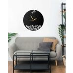 Modern Dekoratif Metal Duvar Saati, 40x40 cm, Siyah, Rakamlar Alt Kısımda, Altın Renkli Akrep Yelkovan