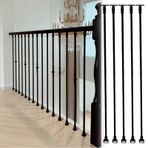Modern Demir Korkuluk 5/10/20/25/30'lu Paket - İç Mekan Villa Merdivenleri için Şık Merdiven Milleri Ayakkabı ve Parçalarla Tamamlandı Siyah 150 cm/59 inç Korkuluk Sistemi