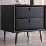 Modern Deri Komodin Minimalist Masif Ahşap Sehpa Çekmeceli Şık Yatak Odası ve Oturma Odası için Yatak Odası ve Oturma Odası Mobilyaları Kompakt Tasarım (48x40x45 cm / 19x16x18 inç)